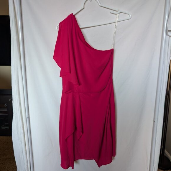 Halston Heritage One-Shoulder Fuchsia Pink Dress – Size 0 - Picture 1 of 3
